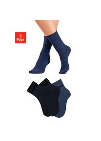 Lavana , Umschlagsocken, (Packung, 3 Paar), fein gestrickt mit 53% Wolle , 2x marine 1x jeans meliert , 35-38 , 35-38 , Klassische feine...