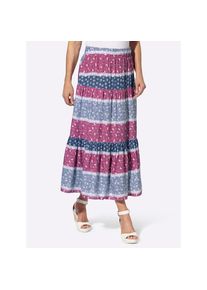 Classic Basics, Damen, Stufenrock, taubenblau-erika-bedruckt, 40, taubenblau-erika-bedruckt, reine Viskose