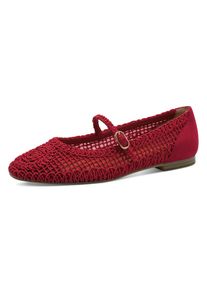 Tamaris , Riemchenballerina, Blockabsatz, Halbschuh, Frühlingsschuh in modischer Häkeloptik , rot , 39 , 39 , Ballerina mit verstellbarem Riemcen...