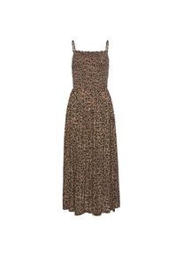Buffalo, Damen, Midikleid mit gesmoktem Oberteil und Animalprint, Leokleid, Sommerkleid, leo-bedruckt, N-Gr, 38 -N-Gr, leo-bedruckt, Wadenlanges Kleid