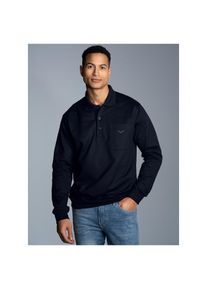 TRIGEMA , Sweatshirt »Langarm Polo aus Sweat-Qualität« , navy , L , L , Gestickte TRIGEMA-Schwinge auf Brusttasche
