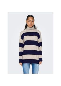 Only , Rollkragenpullover »ONLIBI LS LONG ROLLNECK CC KNT« , Weathered Teak Stripes:Maritime blue , M (38) , M (38) , Pullover von Only