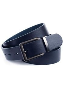 Anthoni Crown, Herren, Lederg&uuml;rtel 3, 5 cm breiter Casual-Volllederg&uuml;rtel, blau, blau, Hochwertiges Vollleder
