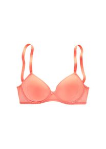 Lascana, Damen, Schalen-BH &raquo;Tiziana&laquo; mit dekorativer Spitze, Dessous, neon pfirsich, Cup D, 85 -Cup D, neon pfirsich, H&uuml;bscher Schalen-BH mit feiner 