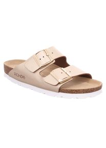 Rohde , Pantolette »ALBA«, Sommerschuh, Hausschuh, Zweischnaller, Schlappen mit Softfußbett , goldfarben , 39 , 39 , Sommerliche Pantolette mit...