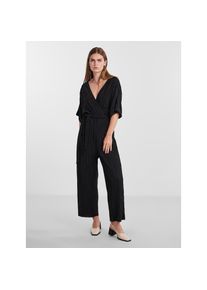 Y.A.S , Overall »YASOLINDA SS ANKLE JUMPSUIT S. NOOS« , Black , N-Gr , 42 -N-Gr , 42 , Knöchellanger Plissee-Jumpsuit von YAS