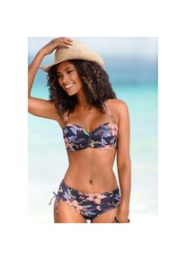Lascana , Bügel-Bandeau-Bikini-Top »Malia« mit tropischem Print , anthrazit-bedruckt , Cup C , 36 -Cup C , 36 , Florales Design