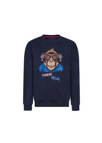 TRIGEMA , Jungen,Kinder,Jugendliche , Sweatshirt »Sweatshirt mit lässigem Affen-Druckmotiv« , navy , 152 , 152 , #aufgenähtes Patch TRIGEMA Logo