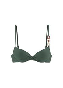Lascana, Damen, B&uuml;gel-Bikini-Top &raquo;Yves&laquo; mit Wattierung, oliv, Cup D, 44 -Cup D, oliv, Elegantes Zieraccessoire