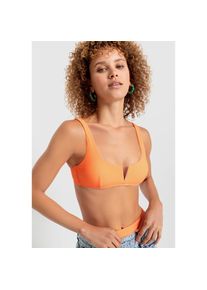 LSCN by LASCANA , Bustier-Bikini-Top »Gina«, mit V-Ausschnitt vorne , neonorange , Cup C , 38 -Cup C , 38 , Trendige Unifarbe