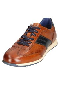 Bugatti , Slip-On Sneaker , Halbschuh, Slipper, Businessschuh mit Kontrastbesatz , cognac used , 44 , 44 , Halbschuh mit Logoprägung und Perforierung