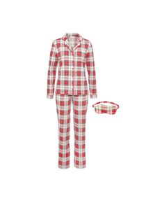 Lascana, Damen, Schlafanzug Set, 3-teilig, incl. Schlafmaske, wei&szlig;-rot kariert, 44/46, wei&szlig;-rot kariert, Klassischer Pyjama im Karo-Look