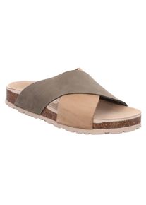 Rohde , Pantolette »ELBA«, Sommerschuh, Schlappen, Strandschuh, Hausschuh mit Softfußbett , oliv-beige , 37 , 37 , Sommerliche Pantolette mit...