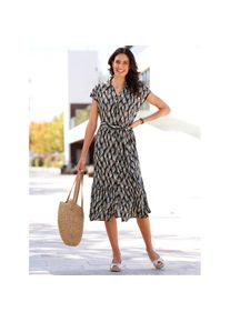 Inspirationen , Hemdblusenkleid »Sommer-Kleid« , schwarz-sand-bedruckt , Normalgrößen , 42 -Normalgrößen , 42 , aus Viskose (ECOVERO)