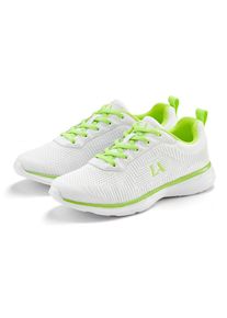 Lascana, Damen, Sneaker Freizeitschuh, Halbschuh im sportiven Look VEGAN, wei&szlig;/limone, 38, wei&szlig;/limone, Textilschuhe, Stoffschuhe mit farblich 