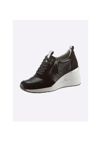 Heine , Damen , Sneaker , schwarz , 41 , 41 , aus Rind-Nappa- und Veloursleder
