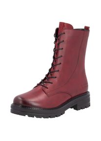 Remonte , Schnürstiefelette, Blockabsatz, Schnürboots, Chunky Boots mit Kontrast-Rahmennaht , dunkelrot used , 36 , 36 , Lässige Stiefelette mit...