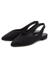 Lascana, Damen, Ballerina , Sling-Ballerina mit elastischem Riemchen aus Textil VEGAN, schwarz, 37, schwarz, Modischer Sling-Ballerina in spitz 