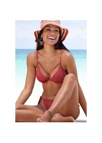 Lascana , Bügel-Bikini-Top »Shora« mit Zierbändern , rostrot , Cup D , 42 -Cup D , 42 , Mit gekreuzten Bändern