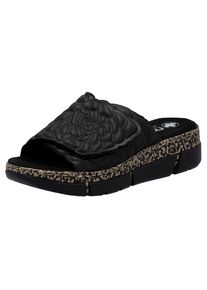 Rieker , Pantolette, Sommerschuh, Klettschuh, Hausschuh, Plateau, mit Klettverschluss , schwarz , 43 , 43 , Pantolette mit modischer Plateausohle