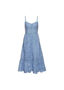 Buffalo, Damen, Midikleid mit hochwertiger Lochstickerei, luftiges Sommerkleid aus Baumwolle, rauchblau, N-Gr, 36 -N-Gr, rauchblau, Schmal 