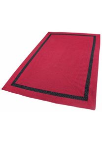 Gino Falcone , Teppich »Benito«, rechteckig, 6 mm Höhe, Flachgewebe, Uni Farben, mit Bordüre, In- und Outdoor geeignet , rot , B: 90 cm 1 St.