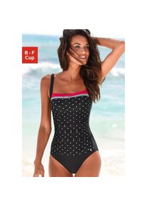 Lascana , Badeanzug »Monroe«, mit kleinen Pünktchen und Shaping-Effekt , schwarz-rot , Cup B , 46 -Cup B , 46 , Elegante Kombination von Streifen...