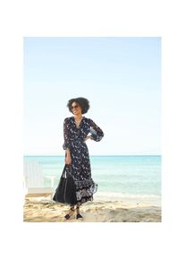 Heine , Druckkleid »Druck-Kleid« , schwarz-champagner-bedruckt , Normalgrößen , 38 -Normalgrößen , 38 , leicht transparente Chiffon-Qualität