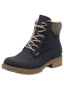 Rieker , Winterstiefelette , Schnürboots, Stiefelette mit wasserabweisender TEX-Membran , nachtblau , 38 , 38 , Winterstiefelette mit Strickkragen