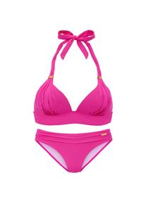 Lascana, Damen, Triangel-Bikini &raquo;Toni&laquo; mit goldfarbenen Accessoires, fuchsia, Cup D, 38 -Cup D, fuchsia, Triangel-Bikini mit modischen Accessoires