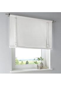 Kutti , Raffrollo »Tim« mit Stangendurchzug freihängend Baumwolle weiß Raffgardine Bindegardine , weiß , Obermaterial: 100% Baumwolle , 100 cm