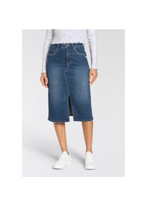 Kangaroos , Jeansrock, in Midilänge mit Schlitz , blue used , 50 , 50 , Denim Skirt mit Knopf und Reißverschluss von KangROOS
