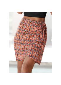Lascana , Minirock, mit Ethnoprint, kurzer Wickelrock, Sommerrock , bedruckt , 44 , 44 , Bund mit innenliegendem Gummizug