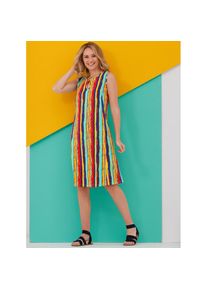 Classic Basics , Damen , Shirtkleid »Jersey-Kleid« , erdbeere-blaugrün-gestreift , Normalgrößen , 50 -Normalgrößen , 50 , tropfenförmige Aussparungen