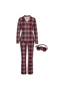 Lascana, Damen, Pyjama Set, 3-teilig, incl. Schlafmaske, rot kariert, 36/38, rot kariert, Klassisch geschnittener Pyjama mit Karoprint