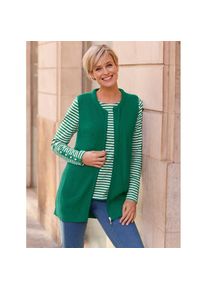 Classic Basics , Damen , Strickweste , grün , 52 , 52 , Kragen mit Tunnelzug und Bindeband
