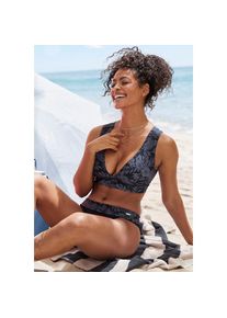 Venice Beach , Bikini-Hose »Moloka«, mit bedrucktem Umschlag , schwarz bedruckt , N-Gr , 36 -N-Gr , 36 , Floraler Druck - Ton in Ton