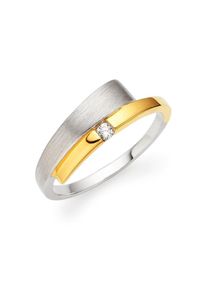 Bruno Banani, Damen, Fingerring &raquo;Schmuck Geschenk Silber 925 Damenring&laquo; mit Zirkonia (synth.), silberfarben-gelbgoldfarben-kristallwei&szlig;, silberfarben-