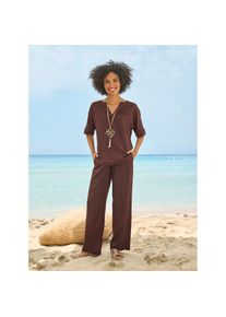 Heine , Damen , Hosenanzug , schoko , Normalgrößen , 44 -Normalgrößen , 44 , mit 55% Leinen