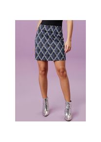 Aniston CASUAL , Minirock, im extravagantem Karo-Dessin , blau-wollweiß-schwarz-kariert , 46 , 46 , Damenrock aus elastischem Jacquard