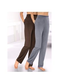 feel good , Schlupfhose , schoko + steingrau , Normalgrößen , 40/42 -Normalgrößen , 40/42 , Jersey-Hose in Interlock-Qualität