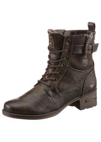 Mustang Shoes , Schnürstiefelette, Stiefelette, Herbstschuh mit Zierriemchen am Schaft , dunkelbraun , 40 , 40 , Modische Stiefelette mit...