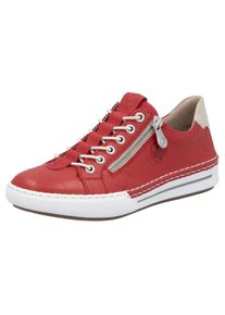 Rieker , Slip-On Sneaker, Slipper, Schlupfschuh, Halbschuh, Freizeitschuh in schmaler Form , rot-creme , 40 , 40 , Sneaker mit seitlichem...