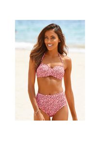 Lascana , Bügel-Bandeau-Bikini-Top »Mae«, farbenfroher Animalprint, wattierte Cups, abnehmbare Träger , lachs-bedruckt , Cup E , 38 -Cup E , 38 ,...