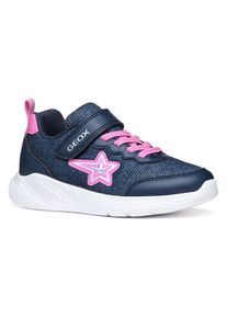 Geox , Sneaker »J SPRINTYE GIRL«, Freizeitschuh, Klettschuh mit Glitzer Stern , navy-fuchsia , 25 , 25 , Sneaker mit leichtem Metallic-Effekt