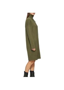 QS , Strickkleid, mit geripptem Stehkragen , dark khaki , N-Gr , S -N-Gr , S , Kleid von QS