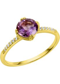 Firetti, Damen, Fingerring &raquo;Schmuck Geschenk Silber 925 Damenring Ring&laquo; mit Citrin oder Amethyst und Zirkonia (synth.), gelbgoldfarben-lila-