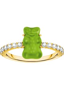 Thomas Sabo, Damen, Fingerring &raquo; x HARIBO Schmuck: Ring mit Goldb&auml;r&laquo; mit Kristallglas, Zirkonia (synth.), gelbgoldfarben-gr&uuml;n-kristallwei&szlig;, 