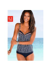 Lascana , Bügel-Tankini-Top »Minimal« in bauchbedeckender Form , marine-bedruckt , Cup C , 42 -Cup C , 42 , Mit minimalistischem Print