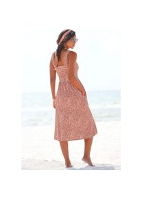 Beach Time Beachtime , Jerseykleid, mit Blätterdruck und Taschen, leichtes Strandkleid, Sommerkleid , rot bedruckt , N-Gr , 36 -N-Gr , 36 , Runder Halsausschnitt